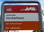 (180'962) - AFA-Haltestellenschild - Adelboden, Z�rcherhaus - am 4.