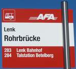 (201'677) - AFA-Haltestellenschild - Lenk, Rohrbr�cke - am 17.