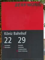 (238'507) - BERNMOBIL-Haltestellenschild - K�niz, Bahnhof - am 28.