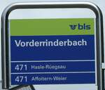 (253'551) - bls-Haltestellenschild - Rinderbach, Vorderrinderbach - am 9.