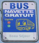 (178'969) - BUS NAVETTE-Haltestellenschild - Ovronnaz, Beau S�jour - am 12.