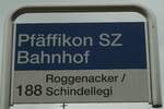 (135'828) - Landolt-Haltestellenschild - Pf�ffikon SZ, Bahnhof - am 5.