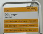 (132'725) - PostAuto-Haltestellenschild - D�dingen, Bahnhof - am 7.