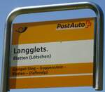 (146'238) - PostAuto-Haltestellenschild - Blatten (L�tschen), Langglet.- am 5.