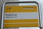 (151'058) - PostAuto-Haltestellenschild - Del�mont, PubliCar - am 29.