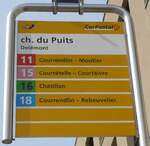 (189'940) - PostAuto-Haltestellenschild - Del�mont, ch.