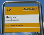 (194'426) - PostAuto-Haltestellenschild - Lauterbrunnen, Heliport - am 25.