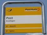(226'644) - PostAuto-Haltestellenschild - Krattigen, Post - am 21.