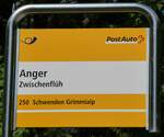 (250'899) - PostAuto-Haltestellenschild - Zwischenfl�h, Anger - am 2.