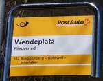 (273'104) - PostAuto-Haltestellenschild - Niederried, Wendeplatz - am 20. M�rz 2025