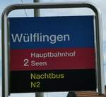 (255'158) - SBW-Haltestellenschild - Winterthur, W�lflingen - am 13.
