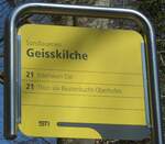 (215'886) - STI-Haltestellenschild - Sundlauenen, Geisskilche - am 5. April 2020