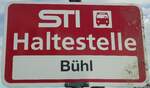 (148'321) - STI-Haltestellenschild - Wangelen, B�hl - am 15.