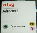 (132'848) - tpg-Haltestellenschild - Gen�ve, A�roport - am 10.