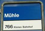 (129'682) - ZVV-Haltestellenschild - Kloten, M�hle - am 12.