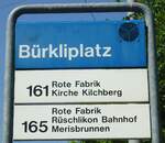 (133'476) - ZVV-Haltestellenschild - Z�rich, B�rkliplatz - am 25.