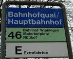 (143'767) - ZVV-Haltestellenschild - Z�rich, Bahnhofquai/Hauptbahnhof - am 21.