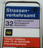 (143'794) - ZVV-Haltestellenschild - Z�rich, Strassenverkehrsamt - am 21.