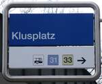 (260'127) - ZVV-Haltestellenschild - Z�rich, Klusplatz - am 4.