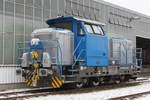 650 077-7 der Firma Vossloh Locomotives GmbH stand am 03.02.2018 im Rostocker Fracht und Fischereihafen abgestellt