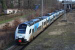 4746 802 als RE9(Sassnitz-Rostock)bei der Durchfahrt in Rostock-Kassebohm.05.02.2022