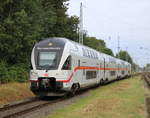 4110 614 Der neue Intercity als IC 2177 von Warnemünde nach Dresden Hbf bei der Durchfahrt in Rostock-Bramow.