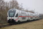 4110 109 als IC 2274(Dresden-Warnemünde)bei der Durchfahrt in Rostock-Evershagen.08.02.2025