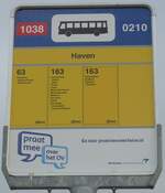 (156'852) - Qbuzz-Haltestellenschild - Lauwersoog, Haven - am 19.