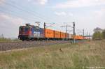 421 372-4 SBB Cargo mit einem Containerzug in Vietznitz und fuhr in Richtung Friesack weiter. 26.04.2013