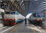 Die FS trenitalia E 444 109 und E 402 023 in Milano Centrale.