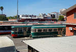 Ein Blick ins Depot/Abstellbereich der Ferrovia Circumetnea (FCE) in Catania Borgo am Sonntag den 17.07.2022, leider ruht sonntags der ganze Bahnbetrieb der 950 mm Schmalspurbahn und in den