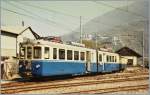 Ein augenscheinlich frisch gestrichener SSiF Triebwagen im SSiF Betriebsbahnhof von Domodossola 1987.