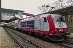 CFL Werbe Lok, h�lt mit ihrem Zug im Bahnhof Pafendall-Kierchbierg.