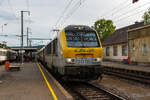 Die CFL 3018 (91 82 000 3018-0 L-CFL) mit einem IR von Luxembourg nach Liers am 16 Juni 2013 beim Halt im Bahnhof Ettelbr�ck (Ettelbr�ck/Ettelbruck).

Die Lok wurde 1999 unter der Alstom Fabriknummer 1338 gebaut.
