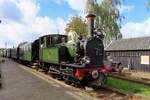 Ex-NS 8107 steht mit ein Dampfpendelzug am 14 Oktober 2023 abfahrtbereit in Haaksbergen wáhrend die MBS-Herbstdampftage.