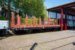 Der NS Rungenwagen LWGK 87583 am 29 April 2025 im Het Spoorwegmuseum (bis 2005 NSM - Nederlands Spoorwegmuseum / Niederländischen Eisenbahnmuseum) in Utrecht im Bahnhof Maliebaan.