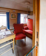 Innenraum/Interieur (Wohn- und Schlafzimmer der Königin) des Salonwagen Königin Juliana Sr 9, NL-NS 61 84 89-30 001-1, vom königlichen Zug „Koninklijke Trein“ (Hofzug) am