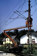 Oberleitungsanhänger bei der Mariazeller Bahn am 04.08.1986.