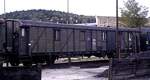 �BB Bauzugwagen K�chenwagen im Bauzug 303 Heimatbahnhof Selztal in Attnang-Puchheim im Oktober 1985.