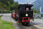 Dampflok 4 der Achenseebahn, verlässt den Bahnhof Seespitz am Achensee in Richtung Jenbach.