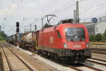 1116 280 mit KLV-Zug gen Brenner bei der Durchfahrt in München Heimeranplatz.26.07.2016