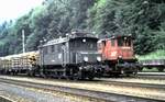 ÖBB 1080.06 und 1245.007-8 in Hieflau am 14.08.1986.