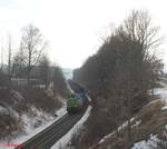 V1700.03 alias 277 004-8 mit dem Leer Holzzug Wiesau - Cheb bei Seußen.