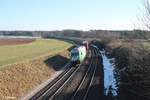 ER20-01 alais 223 101 zieht den Wiesau Containerzug von Wiesau nach Hof/Hamburg bei Oberteich.