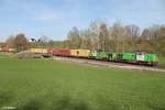 277 003-0 alias V1700.02 und 277 004-9 alias V1700.03 ziehen den umgeleiteten Wiesau Containerzug bei Rthenbach im Steinwald ber Weiden Schwandorf nach Nrnberg.