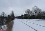 G1700.02 hat Wiesau/Oberpfalz mit dem Hackschnitzelzug Wiesau - Niedergörne verlassen und zieht hier bei Schönfeld vorbei.