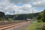 1193 980 mit einem Wechselpritschenzug beim Loreley Betriebsbahnhof.