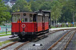 Dampflok 3 der Achenseebahn wartet auf dem Ausweichgleis auf die vorbeifahrt von Lok 4 mit ihrem Zug. 22.08.2024