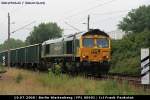 Freightliner PL 66001 mit unbekannten G�terwagen (Kohle?) (NVR-Nummer: 92 51 3 650 000-4 PL-FPL, Berlin Wartenberg 10.07.2008)