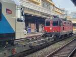 Eine  Personenverkehrs  SBB Re 4/4 II in Lausanne ist nicht alltäglich, so dass ich die SBB Re 4/4 II 11193 (UIC  91 85 4420 193-5 CH-SBB) hier genre fotografiere, doch das interessante ist das